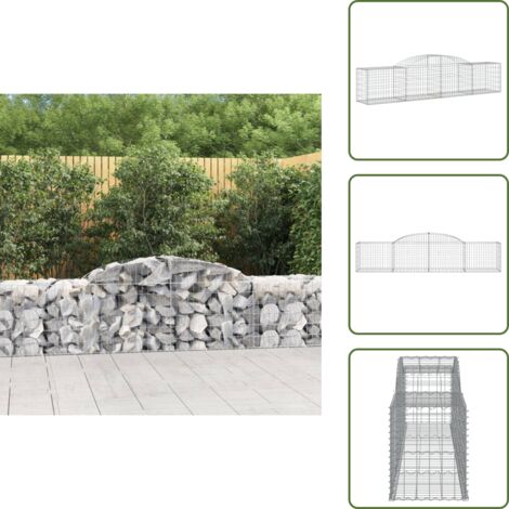 Barrera de jardín - vidaXL Cesta de gaviones forma arco hierro galvanizado 300x50x60/80 cm - Muro de piedra