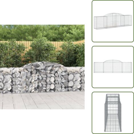 Barrera de jardín - vidaXL Cesta de gaviones forma arco hierro galvanizado 300x50x80/100cm - Muro de piedra