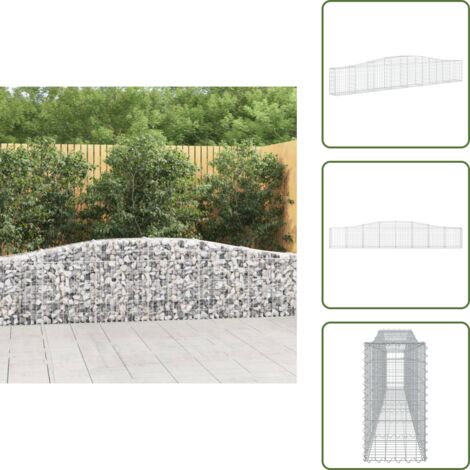 Barrera de jardín - vidaXL Cesta de gaviones forma arco hierro galvanizado 400x30x60/80 cm - Muro de piedra