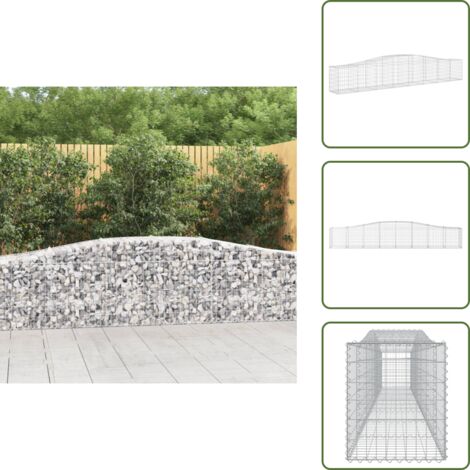 Barrera de jardín - vidaXL Cesta de gaviones forma arco hierro galvanizado 400x50x60/80 cm - Muro de piedra