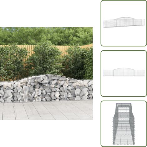 Barrera de jardín - vidaXL Cesta de gaviones forma arco hierro galvanizado 400x50x60/80 cm - Muro de piedra