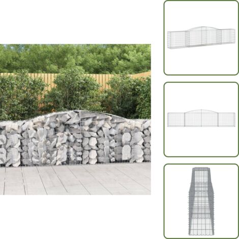Barrera de jardín - vidaXL Cesta de gaviones forma arco hierro galvanizado 400x50x80/100cm - Muro de piedra