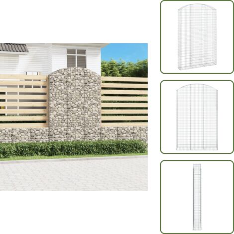 Barrera de jardín - vidaXL Cesta gaviones forma arco hierro galvanizado 150x30x220/240 cm - Muro de piedra