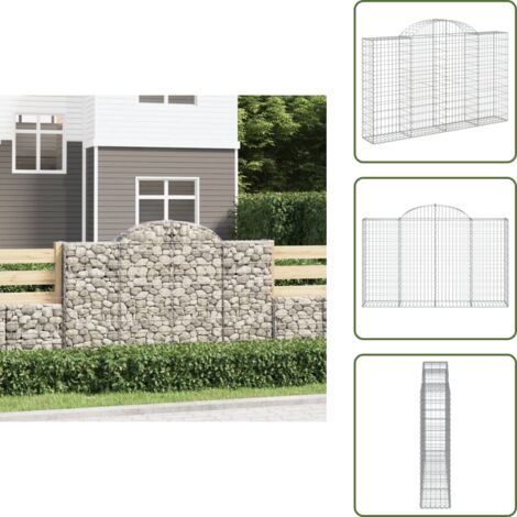 Barrera de jardín - vidaXL Cesta gaviones forma arco hierro galvanizado 200x30x120/140 cm - Muro de piedra
