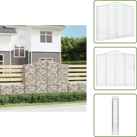 Barrera de jardín - vidaXL Cesta gaviones forma arco hierro galvanizado 200x30x160/180 cm - Muro de piedra