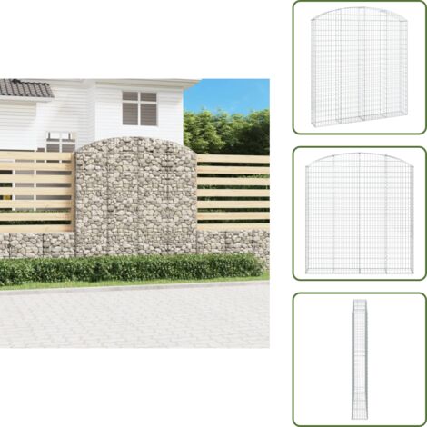 Barrera de jardín - vidaXL Cesta gaviones forma arco hierro galvanizado 200x30x200/220 cm - Muro de piedra