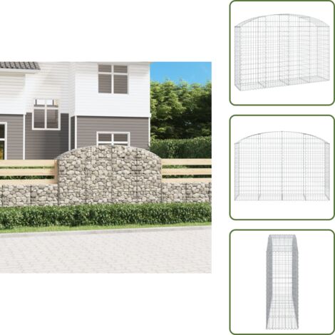 Barrera de jardín - vidaXL Cesta gaviones forma arco hierro galvanizado 200x50x120/140 cm - Muro de piedra