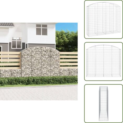 Barrera de jardín - vidaXL Cesta gaviones forma arco hierro galvanizado 200x50x160/180 cm - Muro de piedra