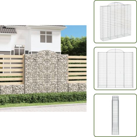 Barrera de jardín - vidaXL Cesta gaviones forma arco hierro galvanizado 200x50x200/220 cm - Muro de piedra