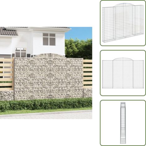 Barrera de jardín - vidaXL Cesta gaviones forma arco hierro galvanizado 300x30x200/220 cm - Muro de piedra