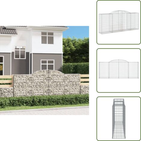 Barrera de jardín - vidaXL Cesta gaviones forma arco hierro galvanizado 300x50x120/140 cm - Muro de piedra