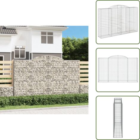 Barrera de jardín - vidaXL Cesta gaviones forma arco hierro galvanizado 300x50x180/200 cm - Muro de piedra