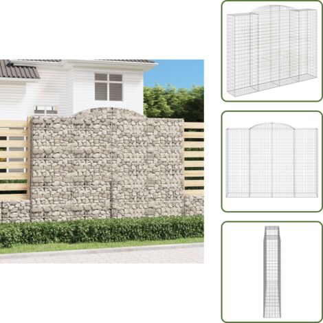 Barrera de jardín - vidaXL Cesta gaviones forma arco hierro galvanizado 300x50x220/240 cm - Muro de piedra