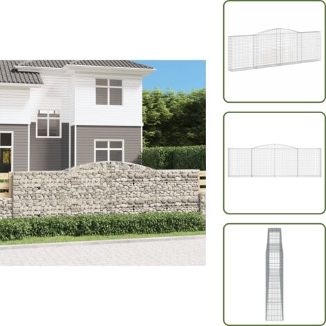 Barrera de jardín - vidaXL Cesta gaviones forma arco hierro galvanizado 400x30x120/140 cm - Muro de piedra