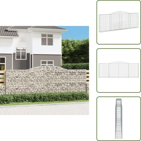 Barrera de jardín - vidaXL Cesta gaviones forma arco hierro galvanizado 400x30x140/160 cm - Muro de piedra