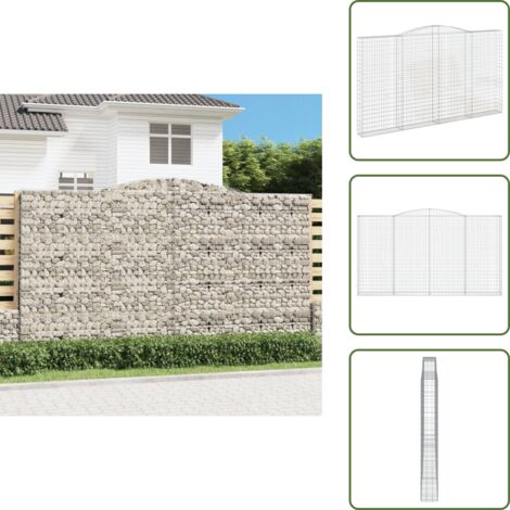 Barrera de jardín - vidaXL Cesta gaviones forma arco hierro galvanizado 400x30x220/240 cm - Muro de piedra