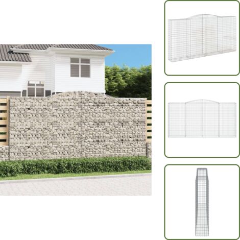 Barrera de jardín - vidaXL Cesta gaviones forma arco hierro galvanizado 400x50x200/220 cm - Muro de piedra