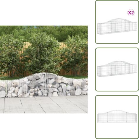 Barrera de jardín - vidaXL Cestas de gaviones 2 uds forma de arco hierro 200x30x40/60 cm - Muros de piedra