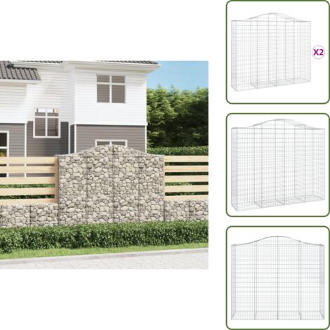 Barrera de jardín - vidaXL Cestas de gaviones 2 uds forma de arco hierro 200x50x160/180 cm - Muros de piedra