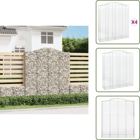 Barrera de jardín - vidaXL Cestas de gaviones 4 uds forma de arco hierro 200x50x220/240 cm - Muros de piedra
