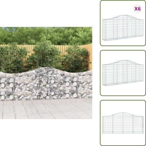Barrera de jardín - vidaXL Cestas de gaviones 6 uds forma de arco hierro 200x30x80/100 cm - Muros de piedra