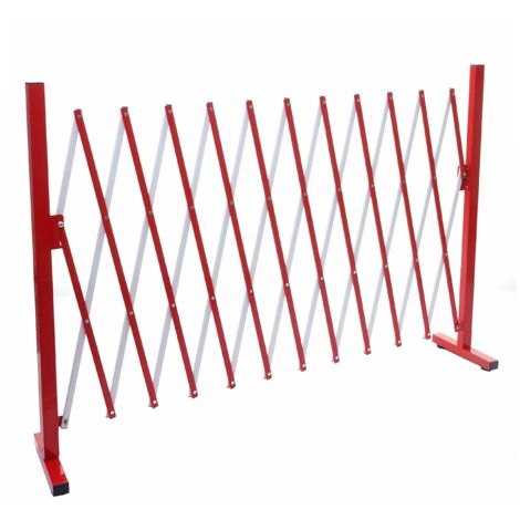 Barrera de malla de tijera extensible rejilla protectora de animales aluminio rojo-blanco alto 103cm ancho 37-300cm 040001212