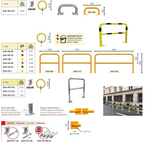 Barrera de seguridad 1000x1000mm Blanco/Rojo Ø 60mm METALWORKS BAR600RB