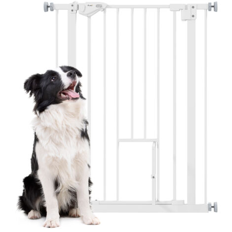 Barrera de Seguridad de Perros Mascotas 74-80 cm para Escaleras Puertas con Puerta Cierre Automático y Sistema de Doble Bloqueo Altura 91,4 cm