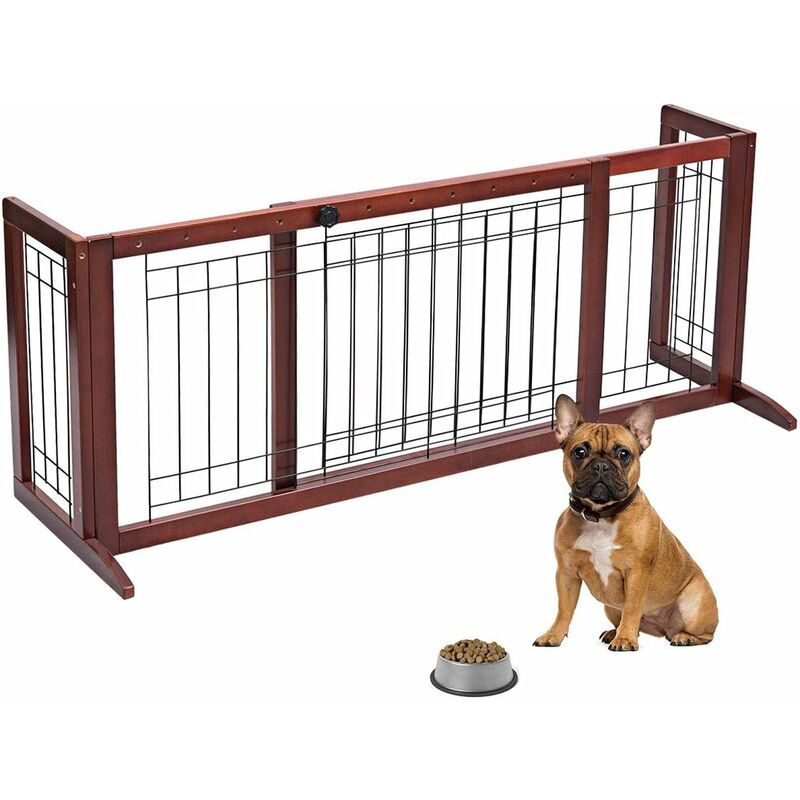 

Barrera de Seguridad Extensible de Madera para Puerta Escalera Valla Protección para Bebé Perro Mascotas