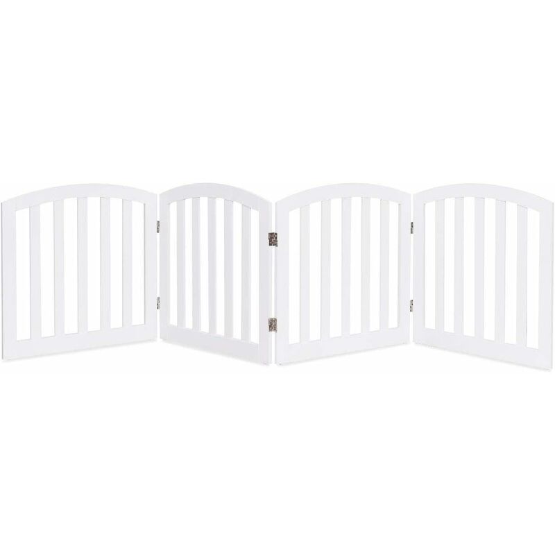

Barrera de Seguridad para Perros Mascotas Valla Protección de Madera Plegable Blanca - Costway
