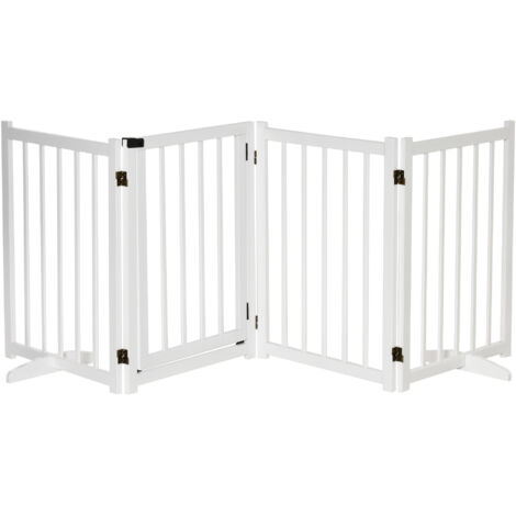 Barrera de Seguridad para Perros Plegable con Puerta y Cierre de Seguridad para Pasillos y Puertas 237,5x36x80 cm Blanco