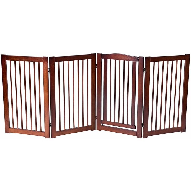 

Barrera de Seguridad Plegable de Madera para Puerta Escalera Valla Protección con Puera para Bebé Perro Mascotas