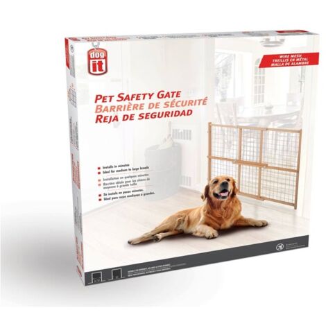 Barrera Extensible de madera natural con malla de alambre para Perros Adultos y Razas Grandes Dogit, 75-127 x 81 cm (AnxAl)