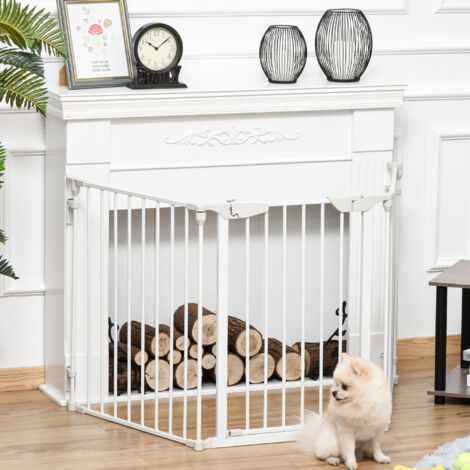Barrera para Perros Plegable de 3 Paneles con Cierre Inteligente Barrera de Seguridad para Pasillo 180x74,5 cm Blanco