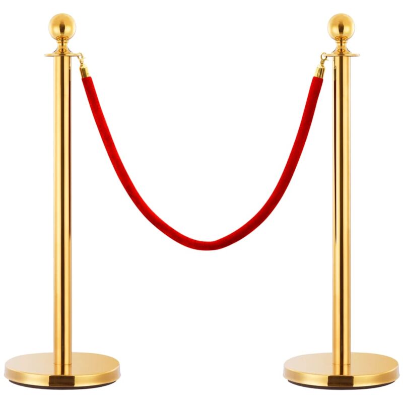 

vidaXL Barrera Portátil de Colas VIP 3 Piezas Acero Inoxidable Dorado
