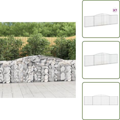 Barreras de jardín - vidaXL Cestas de gaviones 7 uds forma de arco hierro 400x30x100/120 cm - Muros de piedra