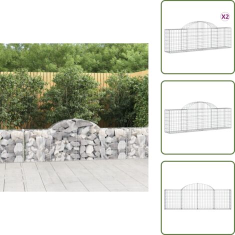 Barreras de jardín - vidaXL Cestas gaviones 2 uds forma de arco hierro 200x30x60/80 cm - Muros de piedra