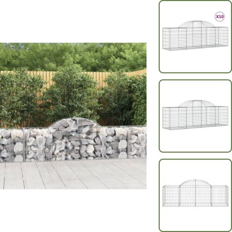 Barreras de sonido - vidaXL Cestas de gaviones 10 uds forma de arco hierro 200x50x60/80 cm - Muros de piedra