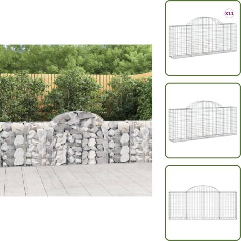 Barreras de sonido - vidaXL Cestas de gaviones 11 uds forma de arco hierro 200x30x80/100 cm - Gaviones de hierro