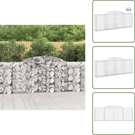 Barreras de sonido - vidaXL Cestas de gaviones 13 uds forma arco hierro 300x30x100/120 cm - Muros de piedra