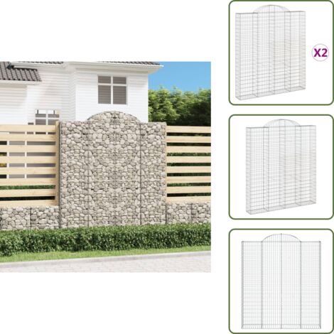 Barreras de sonido - vidaXL Cestas de gaviones 2 uds forma de arco hierro 200x30x220/240 cm - Muros de piedra