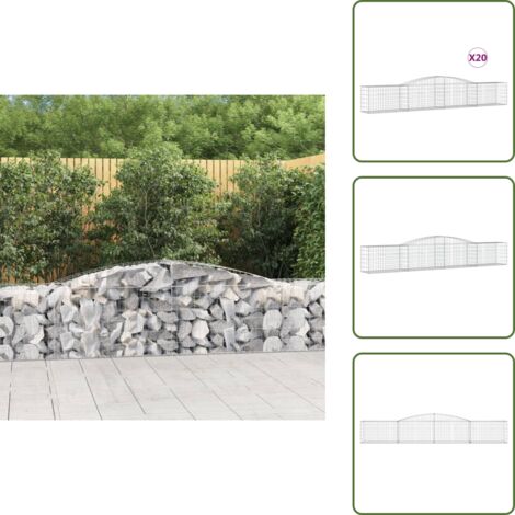 Barreras de sonido - vidaXL Cestas de gaviones 20 uds forma de arco hierro 400x50x60/80 cm - Muros de piedra