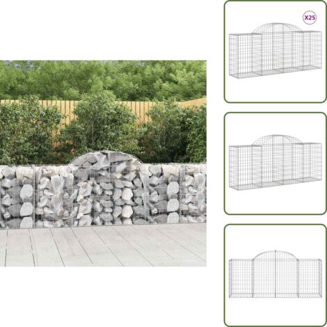 Barreras de sonido - vidaXL Cestas de gaviones 25 uds forma de arco hierro 200x50x80/100 cm - Gaviones de hierro