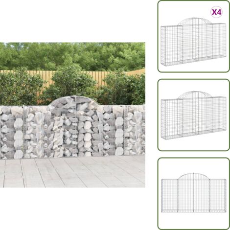 Barreras de sonido - vidaXL Cestas de gaviones 4 uds forma de arco hierro 200x30x100/120 cm - Muros de piedra