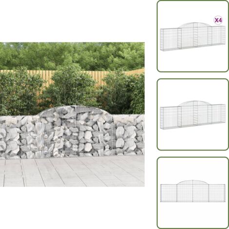 Barreras de sonido - vidaXL Cestas de gaviones 4 uds forma de arco hierro 300x30x80/100 cm - Muros de piedra