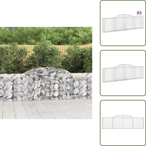 Barreras de sonido - vidaXL Cestas de gaviones 5 uds forma de arco hierro 300x30x80/100 cm - Muros de piedra