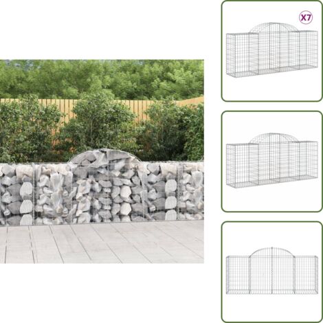 Barreras de sonido - vidaXL Cestas de gaviones 7 uds forma de arco hierro 200x50x80/100 cm - Muros de piedra