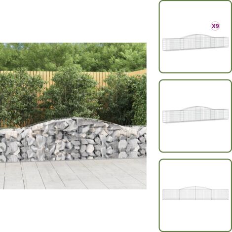Barreras de sonido - vidaXL Cestas de gaviones 9 uds forma de arco hierro 400x50x60/80 cm - Muros de piedra