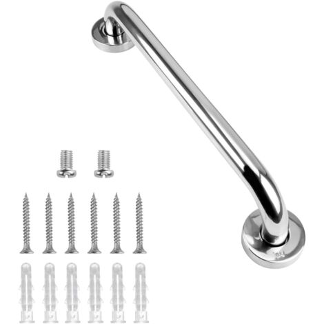 Barres d'appui en acier inoxydable pour salle de bain - Barre d'appui droite en inox 304 poli brillant - Ø32 x L 400 mm - chromé