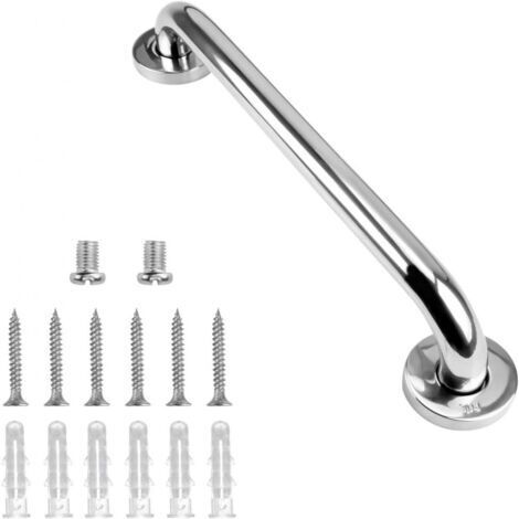 Barres d'appui en acier inoxydable pour salle de bain - Barre d'appui droite en inox 304 poli brillant - Ø32 x L 400 mm - chromé